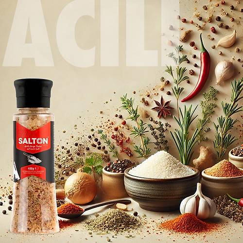 SALTON BARBEKL ACILI GURME KAYA TUZU CAM KAVANOZ SERAMK DERMEN 110 GR