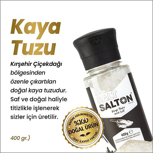 SALTON DOĞAL KRİSTAL KAYA TUZU CAM KAVANOZ SERAMİK DEĞİRMEN 110 GR