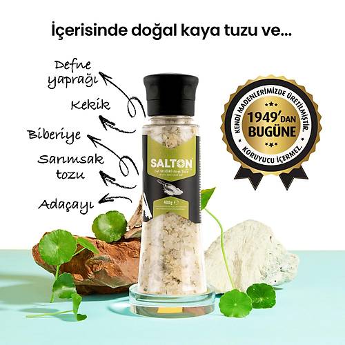SALTON EGE YELLKL GURME KAYA TUZU CAM KAVANOZ SERAMK DERMEN 110 GR