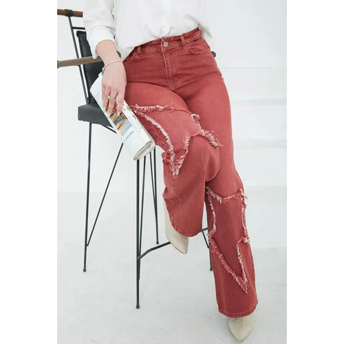 Kadn Yksel Bel Pskl Detayl Palazzo Jean Kot Pantolon