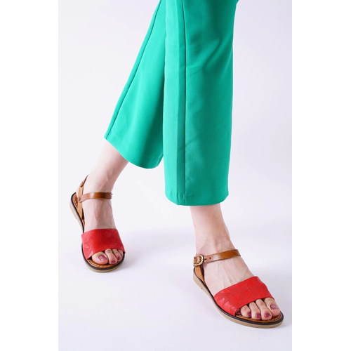 Cardi Krmz Cilt Sandalet