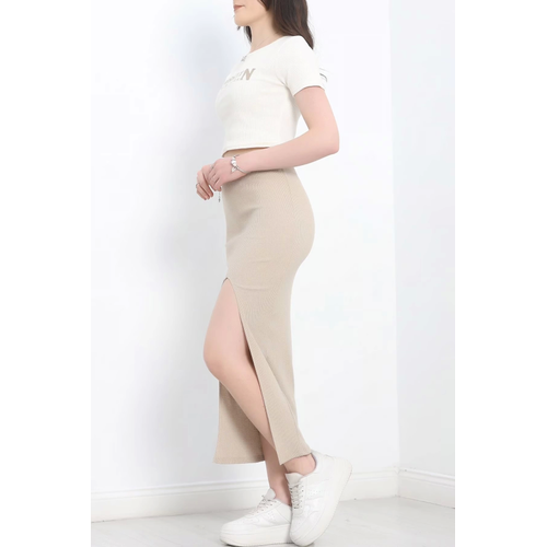 Nakl Etekli Takm Bej Beyaz S3899