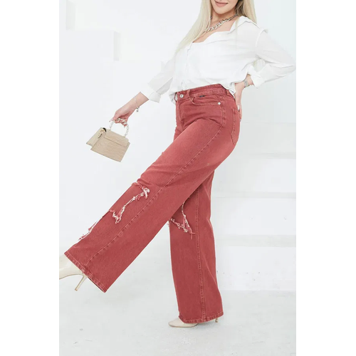 Kadn Yksel Bel Pskl Detayl Palazzo Jean Kot Pantolon