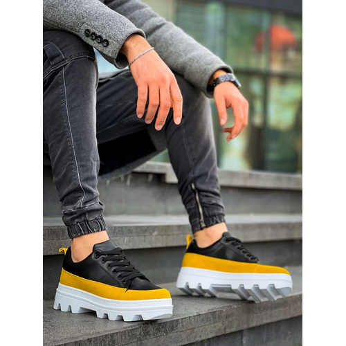 Kb-056 Kuback Siyah Sar Detayl Beyaz Yksek Taban Gnlk Spor Ayakkab