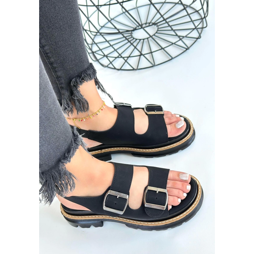 Milta Siyah Nubuk Sandalet