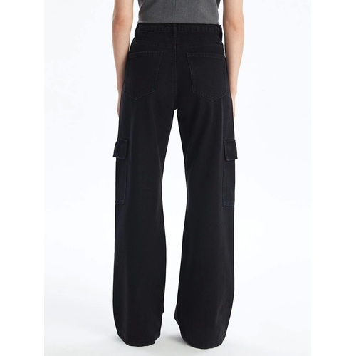 Kargo Cep Jeans Pantolon Siyah