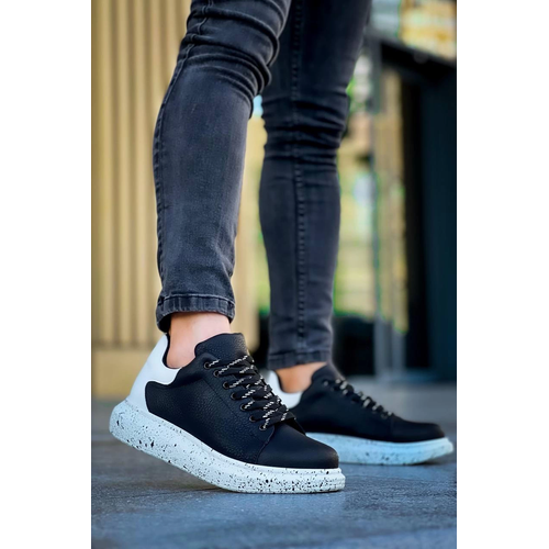 Kb-X500  Kuback Siyah Beyaz Yksek Taban Backl Gnlk Erkek Ayakkab