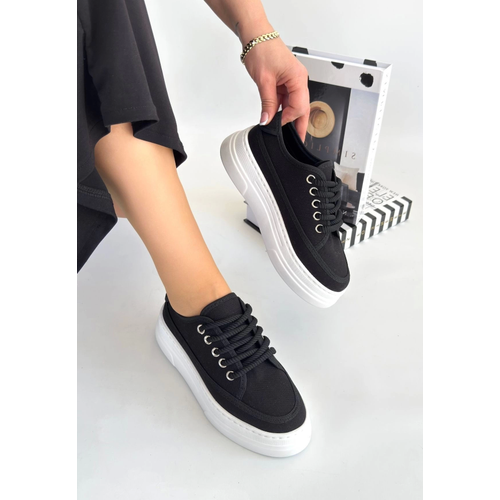Carin Siyah Keten Backl Spor Ayakkab