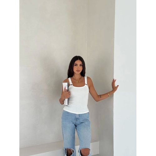 Ottoman Toka Askl Bluz Beyaz S4194