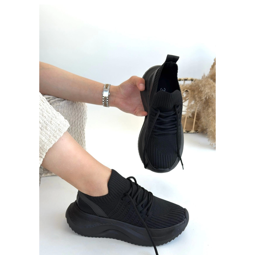 Jindy Siyah Triko Backl Spor  Ayakkab