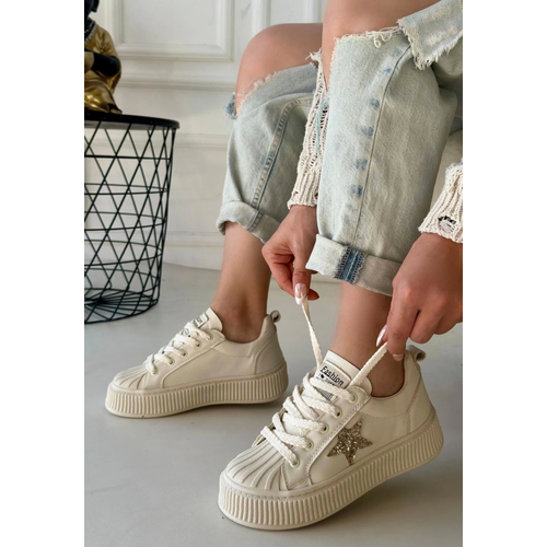 Piata Bej Cilt Bej Tabanl Backl Spor Ayakkab
