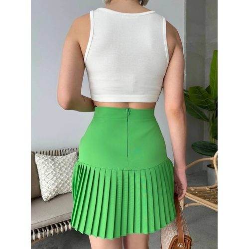 Alt pliseli mini etek yeil s24705