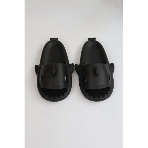 WG500 Kpekbal Siyah Unisex Tam Ortopedik Terlik Shark Slides