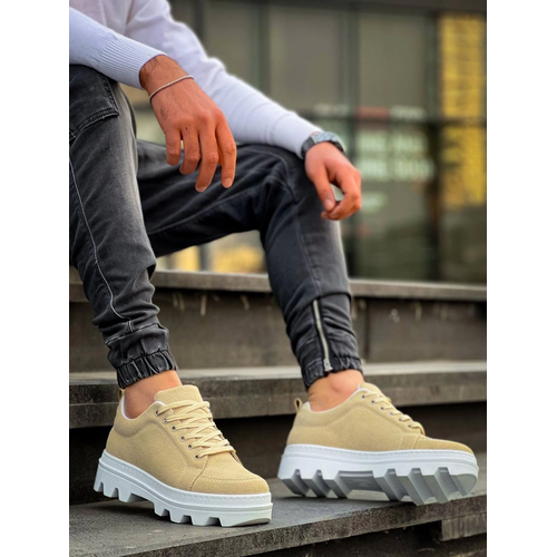 Kb-056 Kuback Bej Set Beyaz Yksek Taban Gnlk Spor Ayakkab