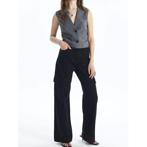 Kargo Cep Jeans Pantolon Siyah