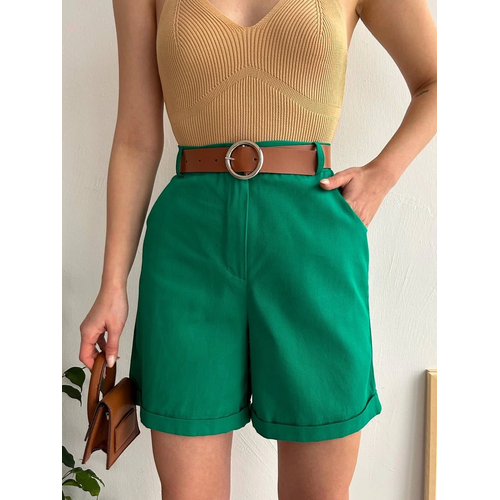 Kemerli gabardin ort yeil s25735
