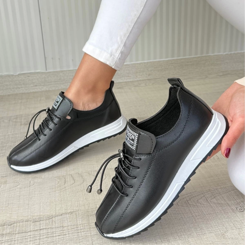 Monya Siyah Cilt Backl Spor Ayakkab