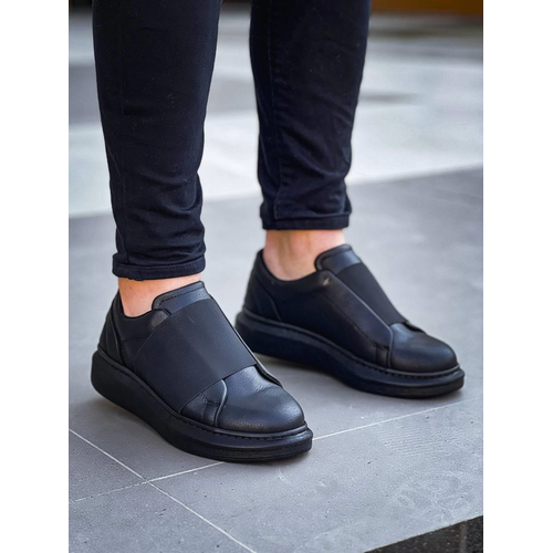 Kb-040  Kuback  Siyah Cilt Siyah Yksek Taban Lastikli Gnlk Erkek Ayakkab