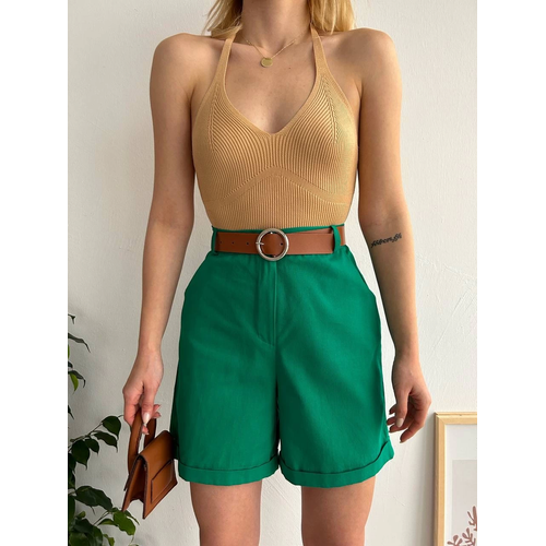 Kemerli gabardin ort yeil s25735