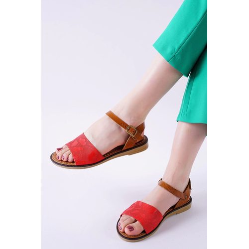 Cardi Krmz Cilt Sandalet