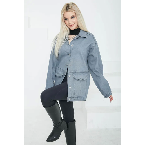 Kadn Oversize Krkl Cep Kot