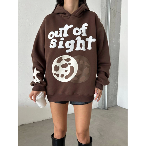 3 plik ardonlu Oversize Compact Out Of Baskl Sweat Kahve