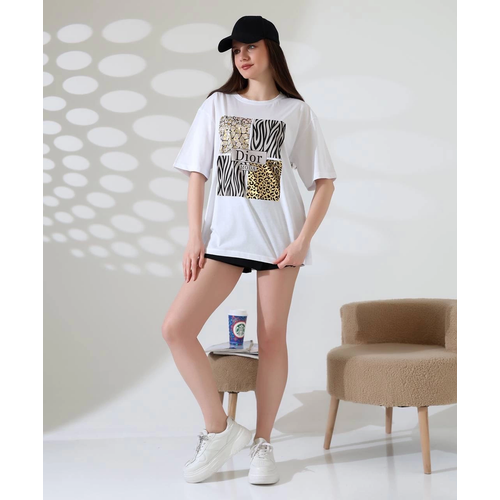 Karma Desenli Oversize Tirt