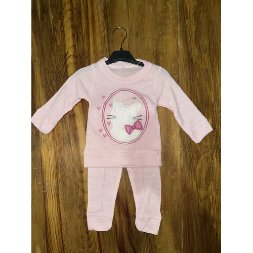 3-12 Aylk Kedi Desen lemeli Takm Pembe