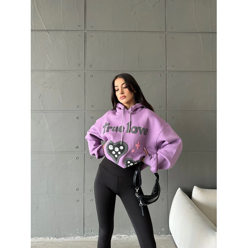 3 plik ardonlu Oversize Compact True Baskl Sweat Mor