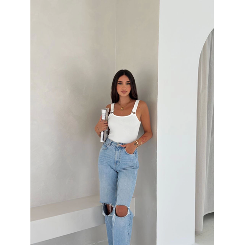 Ottoman Toka Askl Bluz Beyaz S4194