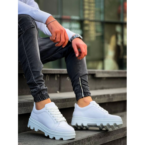 Kb-056 Kuback Beyaz Cilt Beyaz Yksek Taban Gnlk Spor Ayakkab