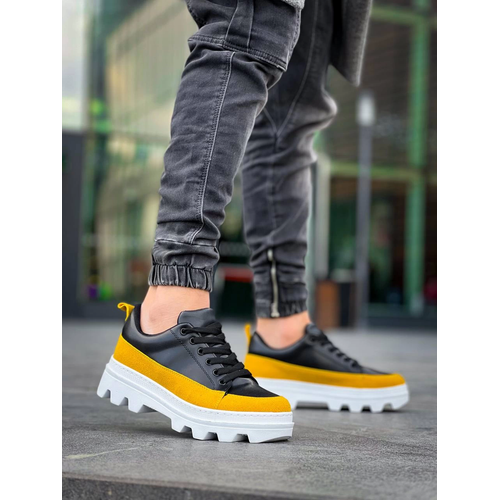 Kb-056 Kuback Siyah Sar Detayl Beyaz Yksek Taban Gnlk Spor Ayakkab