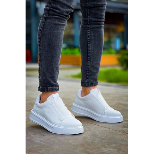 Kb-007  Kuback  Beyaz Yksek Taban Tek Bant Backsz Gnlk Erkek Ayakkab