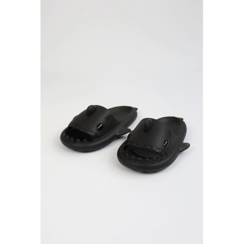 WG500 Kpekbal Siyah Unisex Tam Ortopedik Terlik Shark Slides