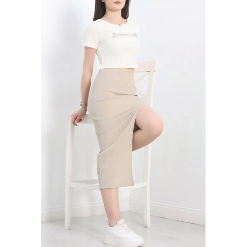 Nakl Etekli Takm Bej Beyaz S3899