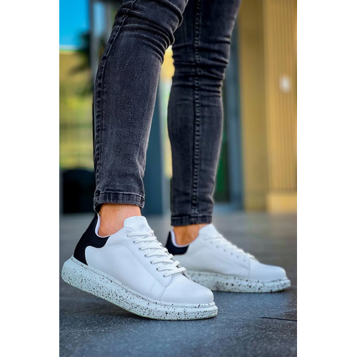 Kb-X500  Kuback Beyaz Siyah  Yksek Taban Backl Gnlk Erkek Ayakkab