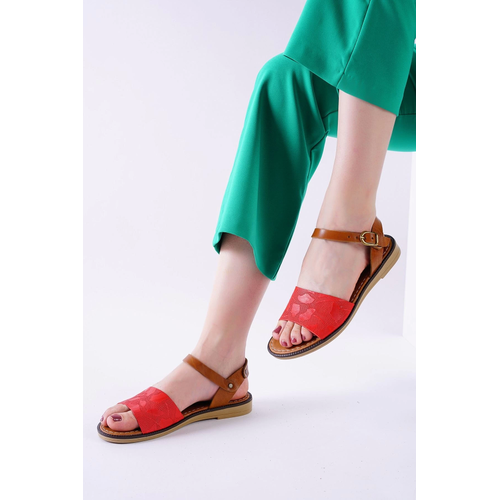 Cardi Krmz Cilt Sandalet