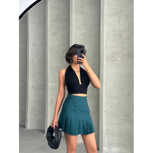 Pileli dmeli etek yeil s24811
