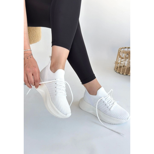 Jindy Beyaz Triko Backl Spor  Ayakkab