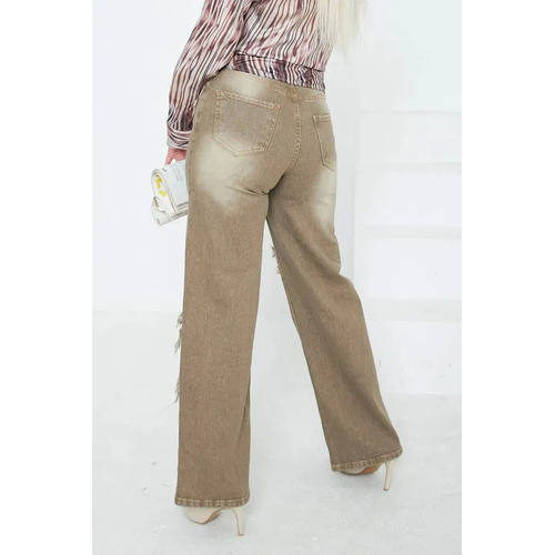 Kadn Yksel Bel Pskl Detayl Palazzo Jean Kot Pantolon