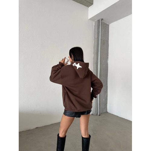 3 plik ardonlu Oversize Compact Out Of Baskl Sweat Kahve
