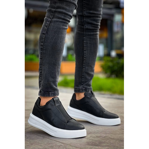 Kb-007  Kuback Siyah Beyaz Yksek Taban Tek Bant Backsz Gnlk Erkek Ayakkab