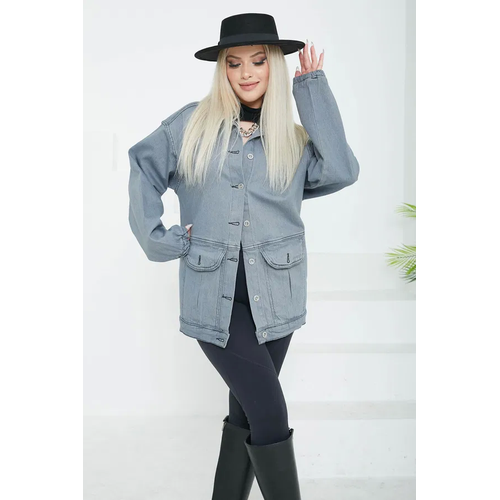 Kadn Oversize Krkl Cep Kot