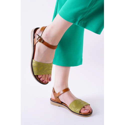 Cardi Yeil Cilt Sandalet
