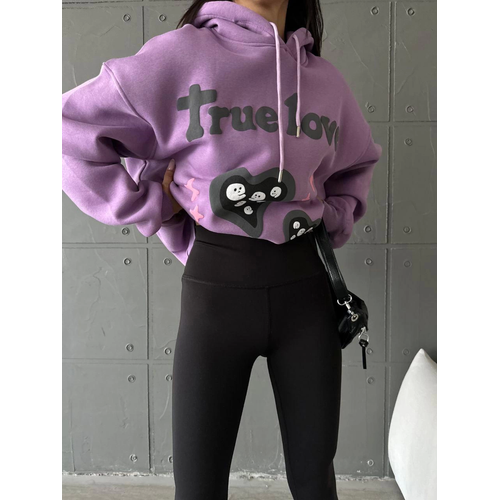 3 plik ardonlu Oversize Compact True Baskl Sweat Mor