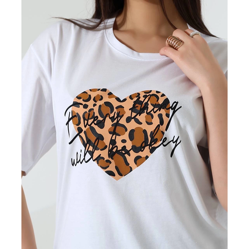 Leopar Kalp Baskl Tirt