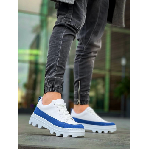Kb-056 Kuback Beyaz Mavi Detayl Beyaz Yksek Taban Gnlk Spor Ayakkab