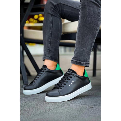 Kb-X7  Kuback Siyah Yeil Yksek Beyaz Taban Backl Gnlk Erkek Ayakkab
