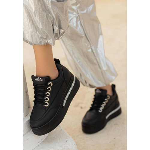 Lulu Siyah Cilt Backl Spor Ayakkab