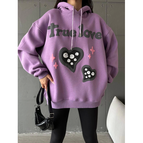 3 plik ardonlu Oversize Compact True Baskl Sweat Mor